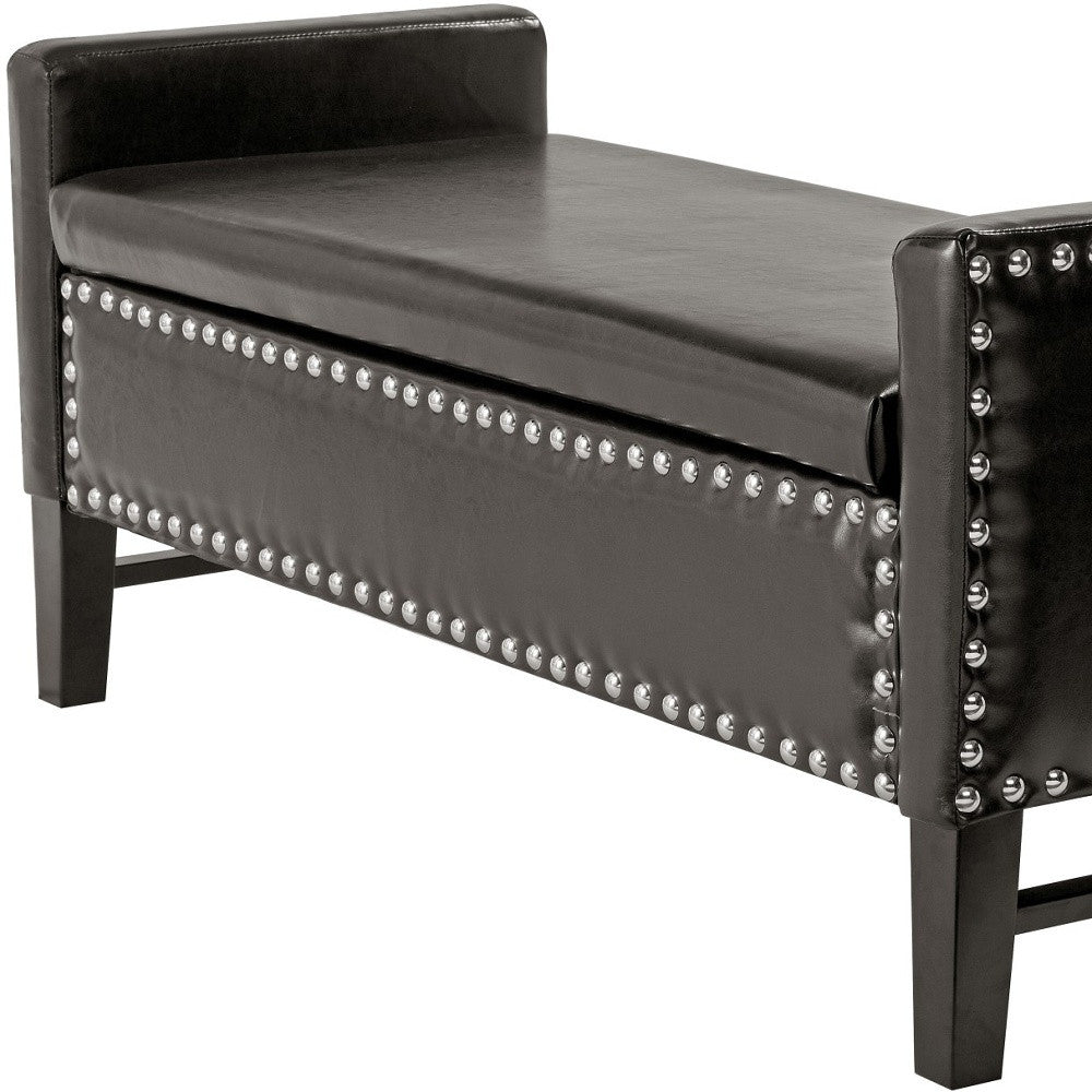 50" Espresso Upholstered PU Leather Bench with Flip top