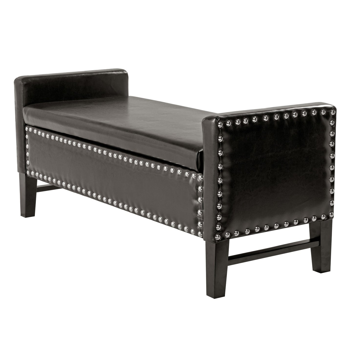 50" Espresso Upholstered PU Leather Bench with Flip top