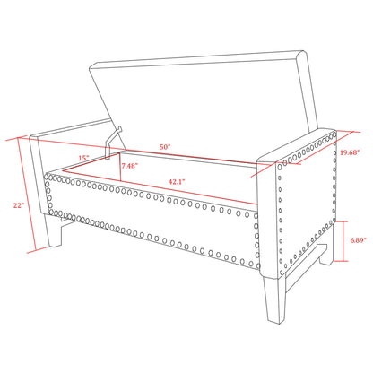 50" Espresso Upholstered PU Leather Bench with Flip top