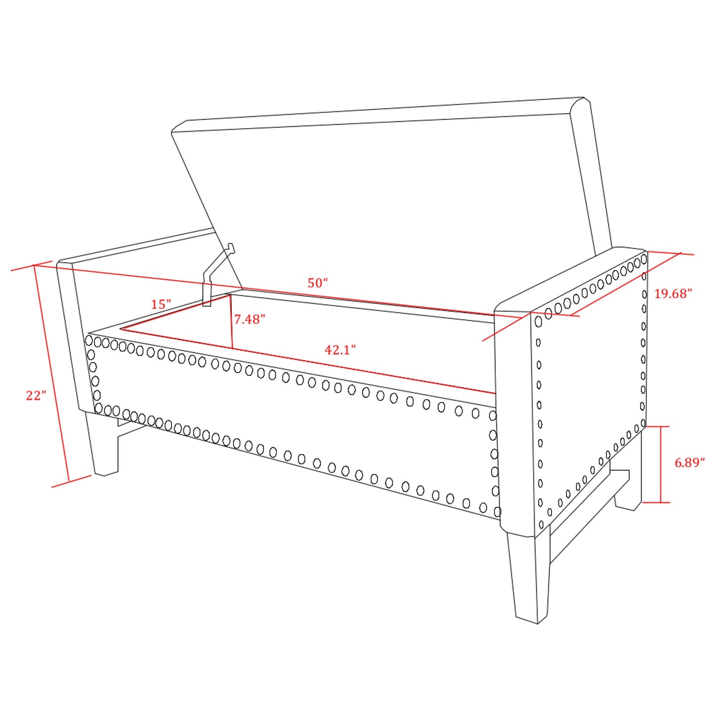 50" Espresso Upholstered PU Leather Bench with Flip top