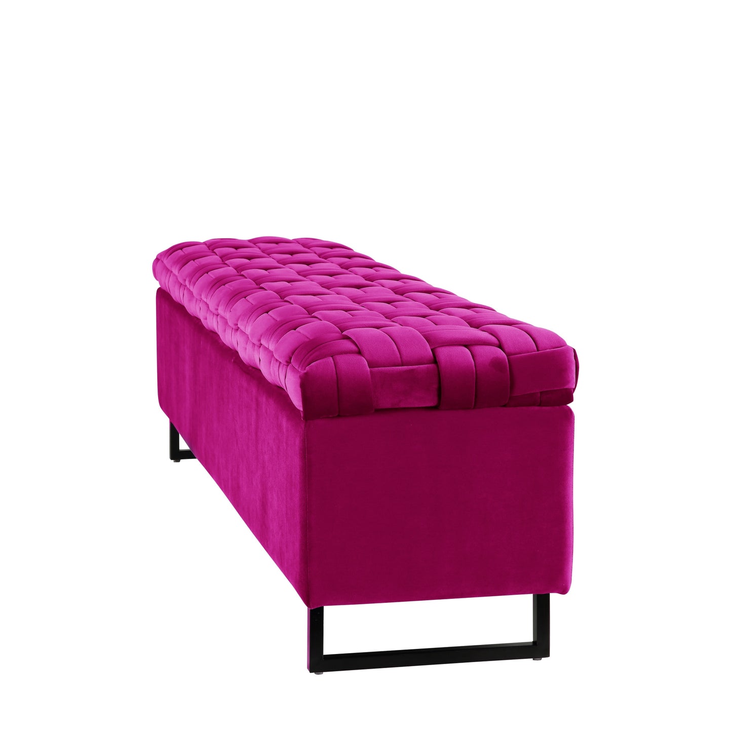 16" Fuchsia Upholstered Velvet Bench with Flip top