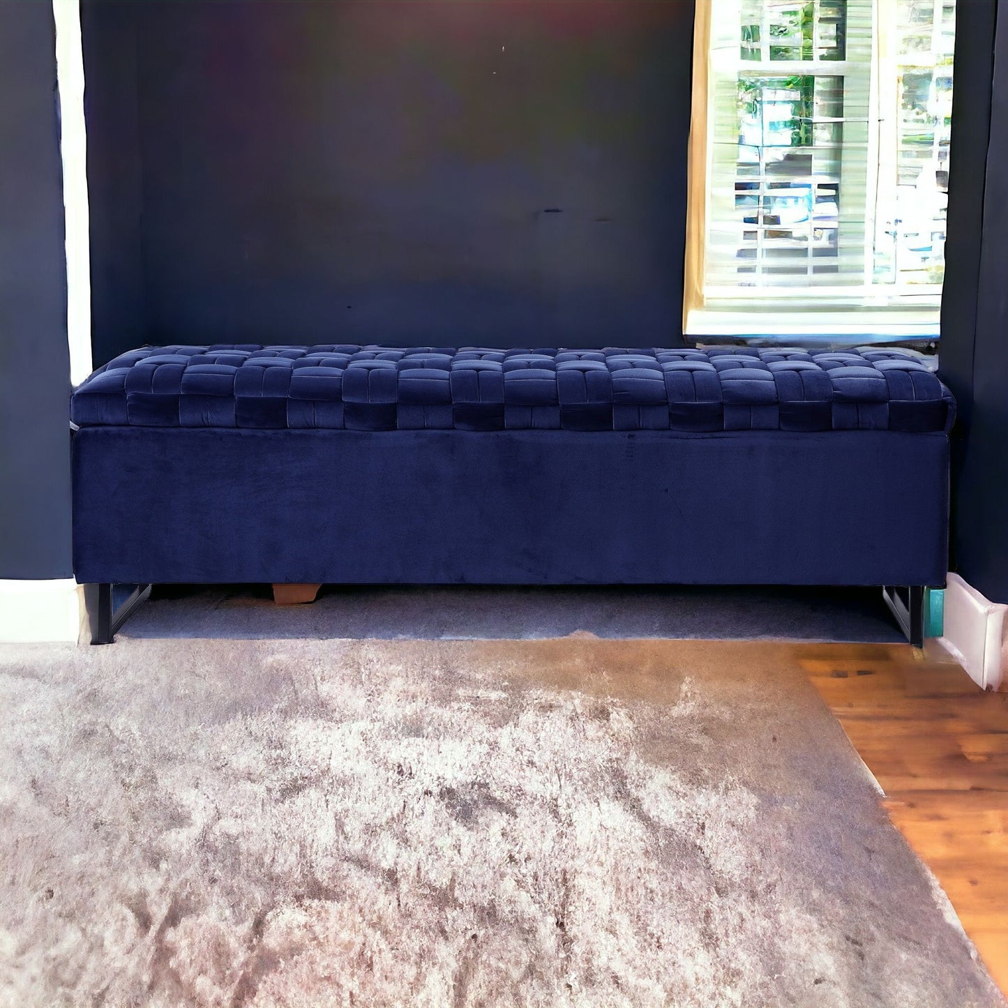 16" Fuchsia Upholstered Velvet Bench with Flip top