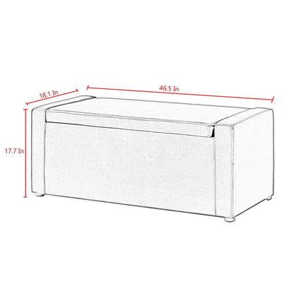 47" Gray and Black Upholstered Velvet Bench with Flip top