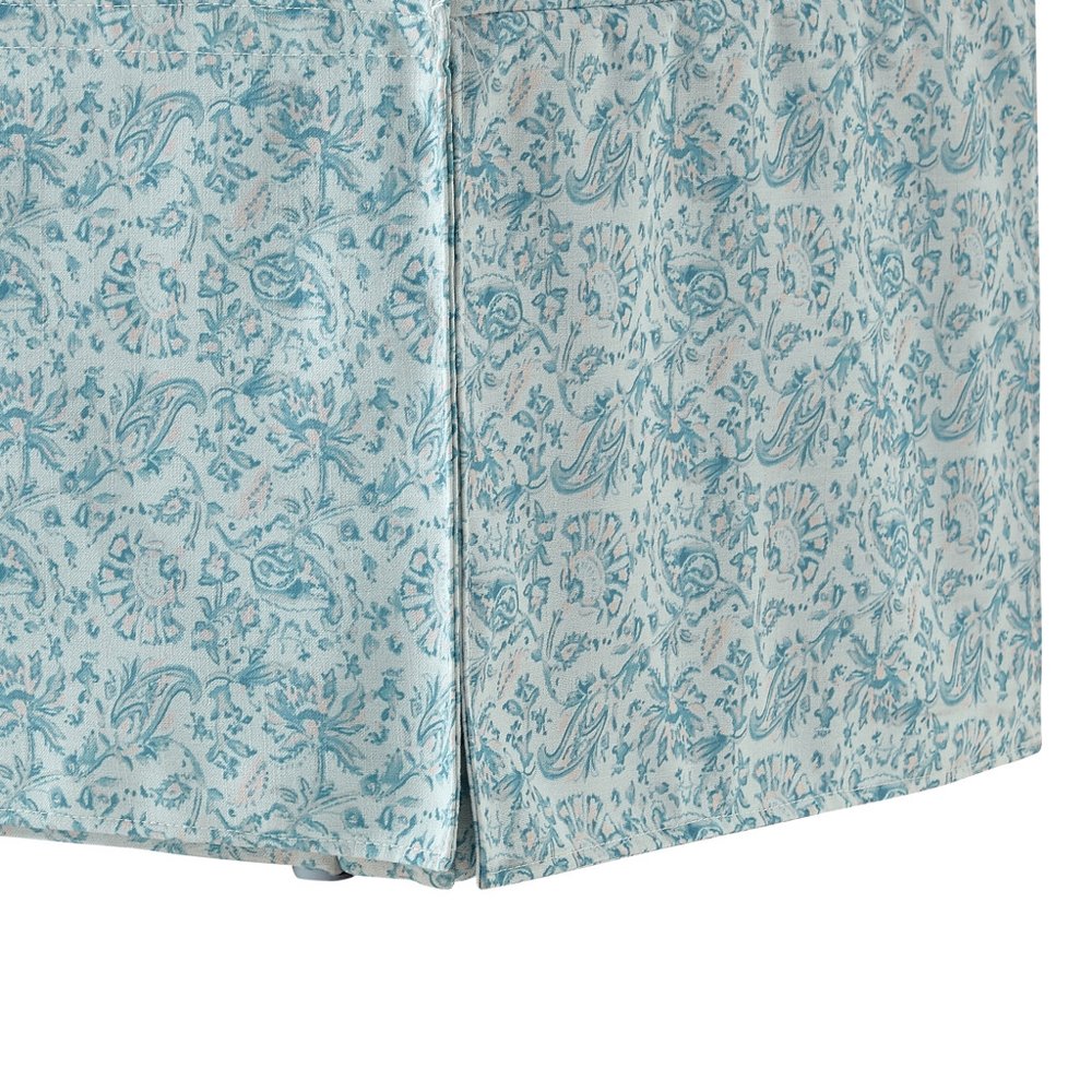 20" White and Red Linen Upholstered Floral Storage Bench with Shoe Storage