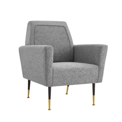 32" Gray And Black And Gold Velvet Arm Chair