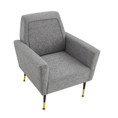 32" Gray And Black And Gold Velvet Arm Chair