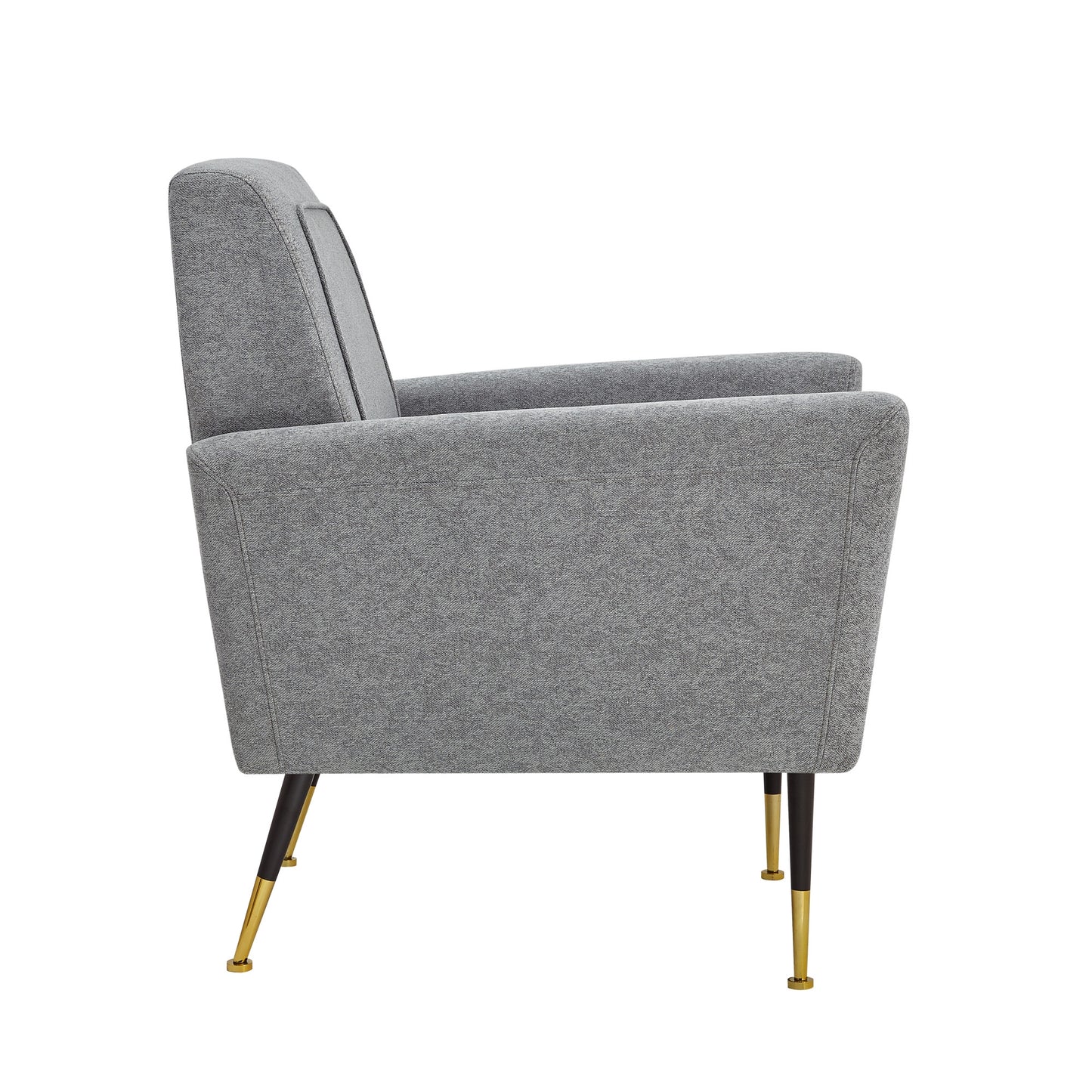 32" Gray And Gold Velvet Arm Chair