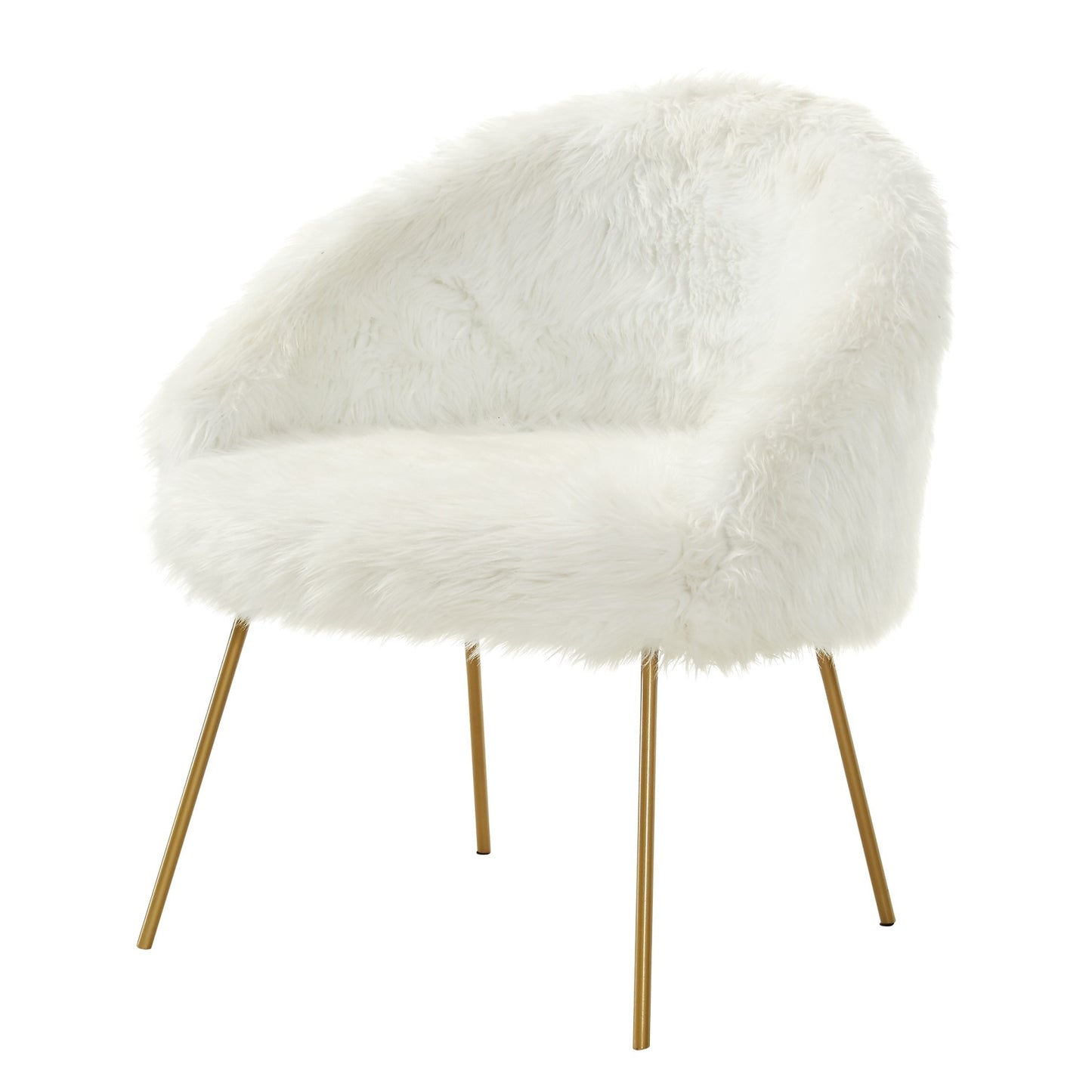 28" Rose And White Faux Fur Arm Chair