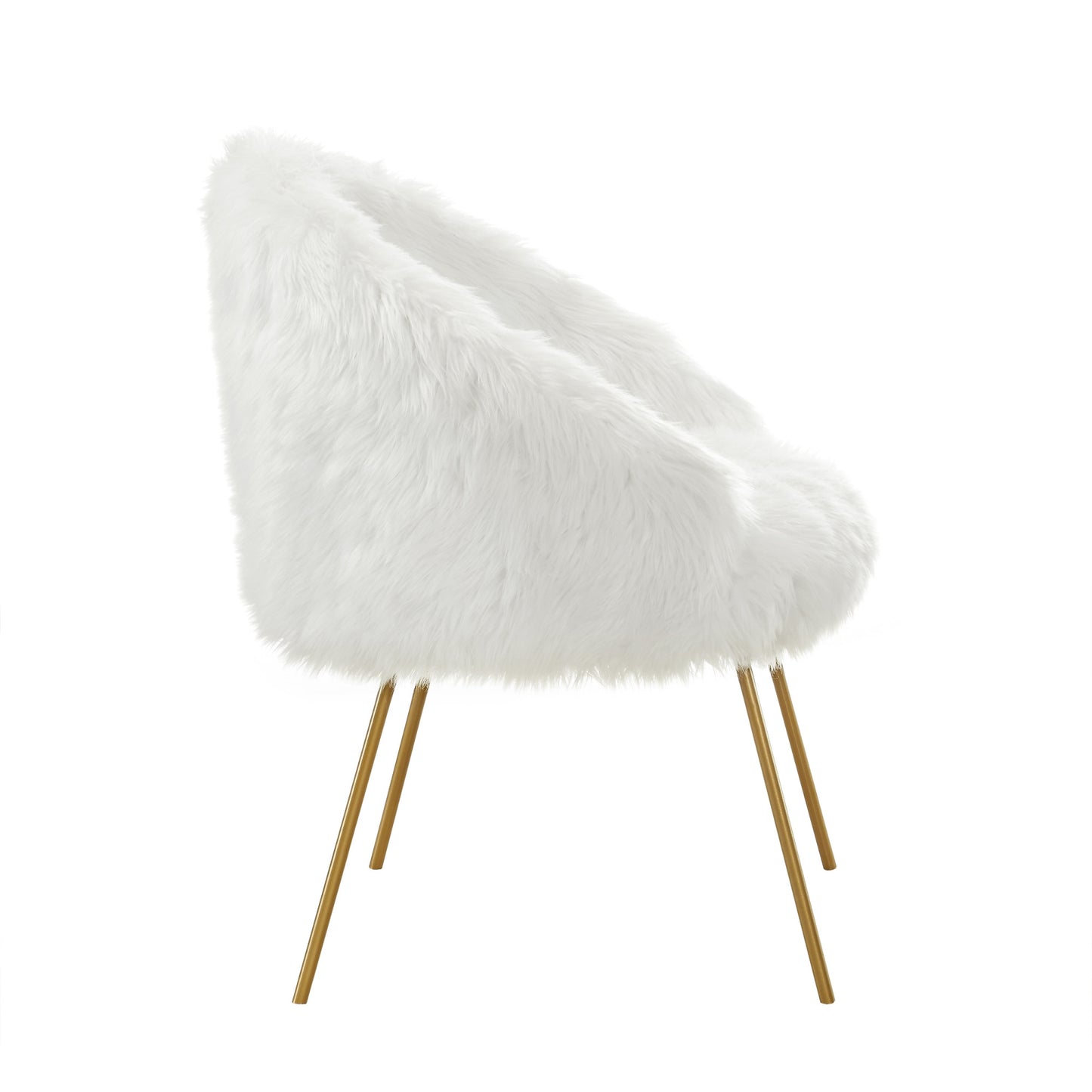 28" Rose And White Faux Fur Arm Chair