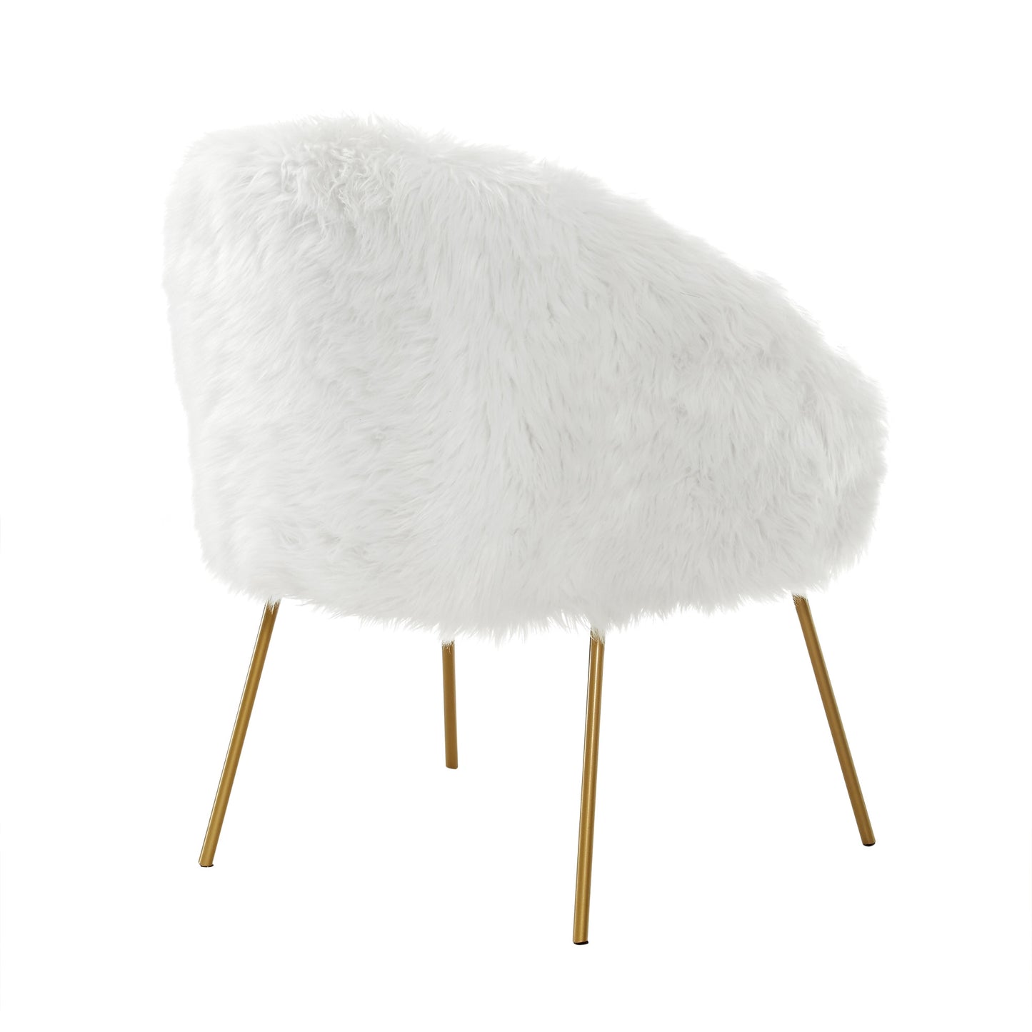 28" Rose And White Faux Fur Arm Chair