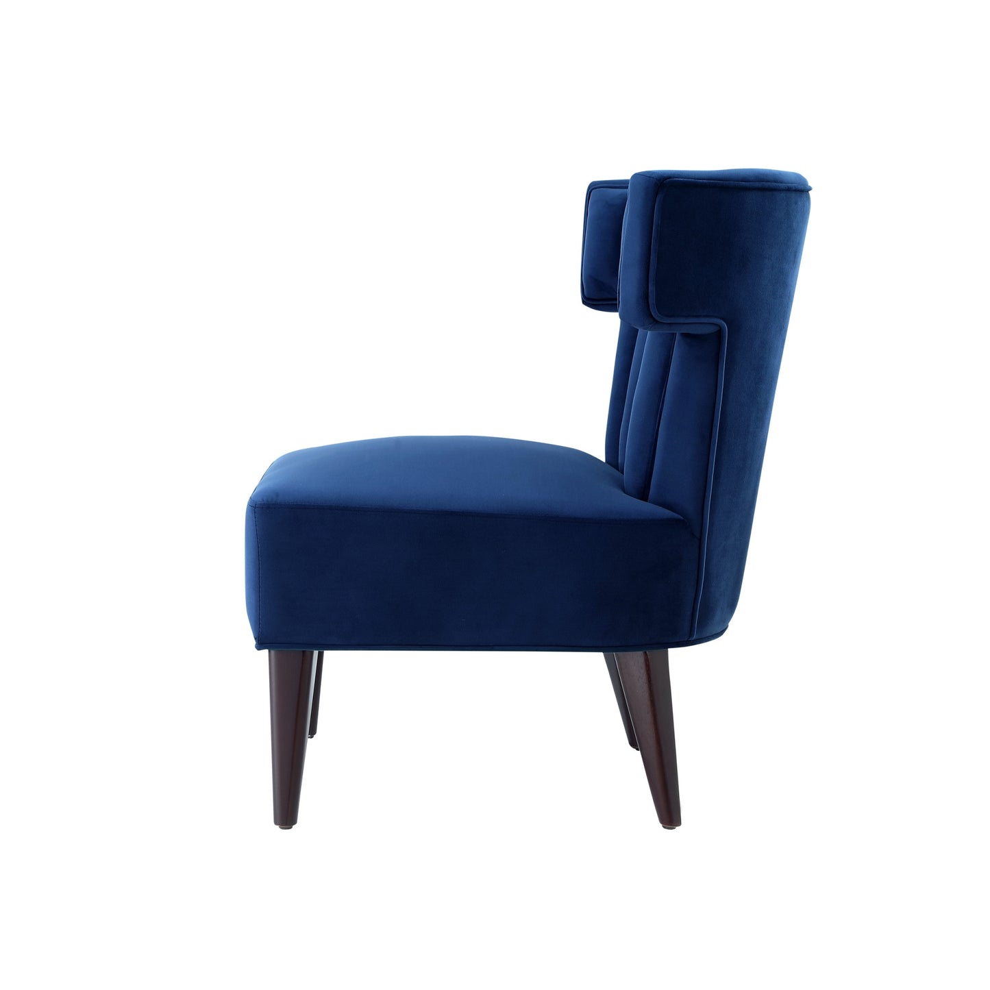 30" Navy Blue and Black Velvet Tufted Wingback Chair