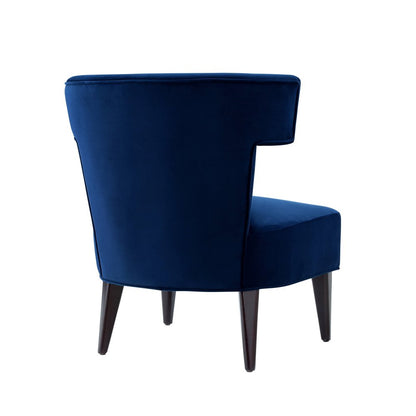 30" Navy Blue And Black Velvet Tufted Wingback Chair