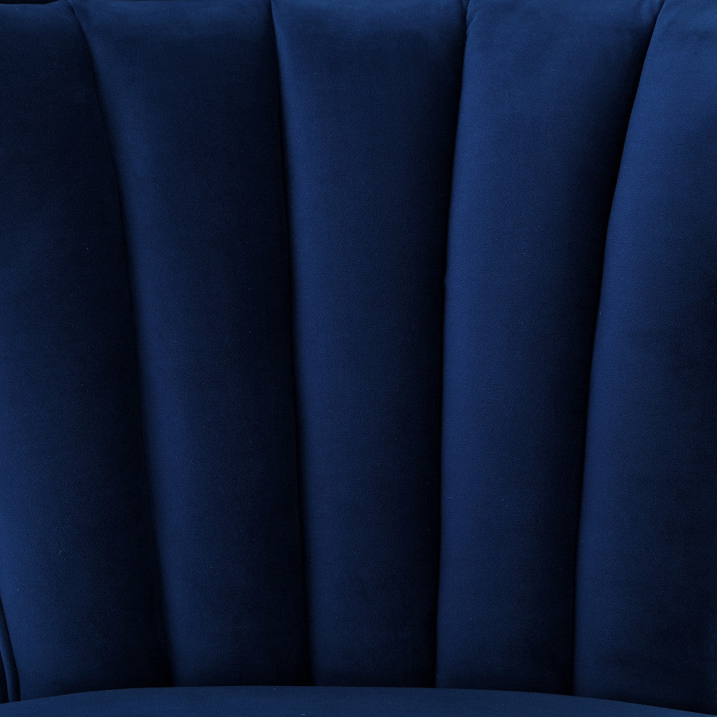 30" Navy Blue and Black Velvet Tufted Wingback Chair