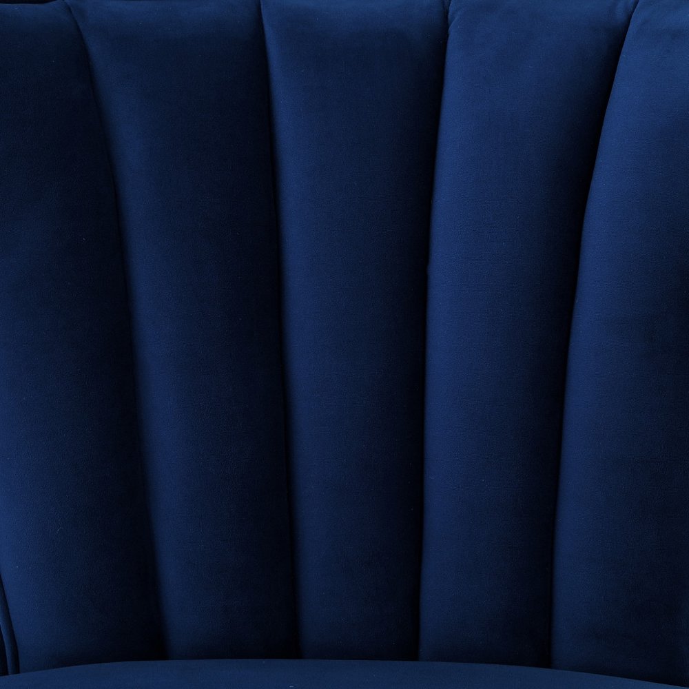 30" Navy Blue And Black Velvet Tufted Wingback Chair