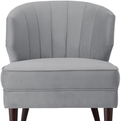 27" Gray And Gold Velvet Tufted Wingback Chair