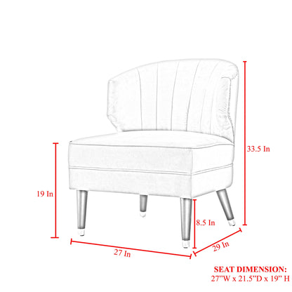 27" Gray And Gold Velvet Tufted Wingback Chair