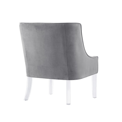 28" Light Gray And Clear Velvet Side Chair