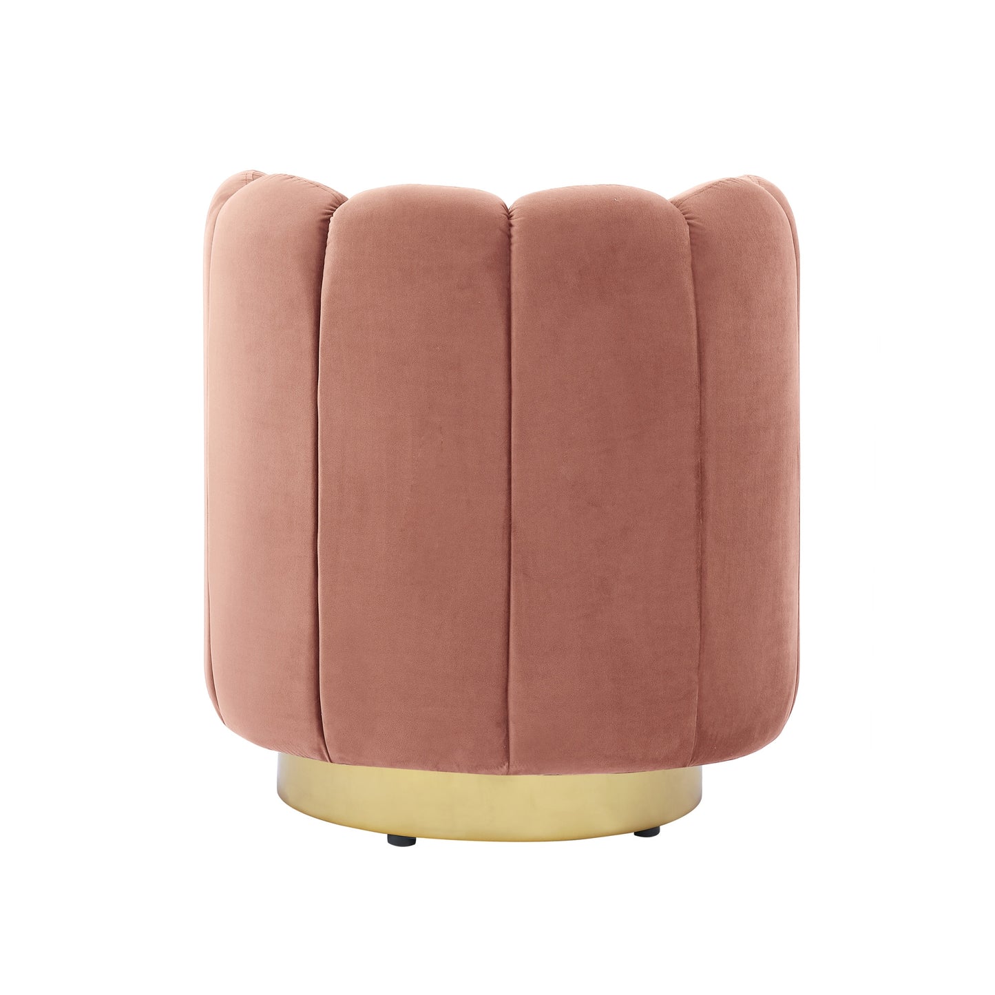 27" Blush And Gold Velvet Tufted Swivel Barrel Chair