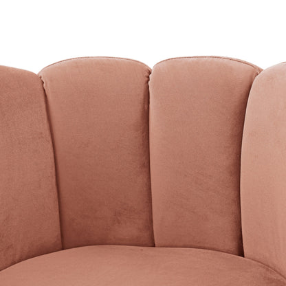 27" Blush And Gold Velvet Tufted Swivel Barrel Chair