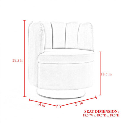 27" Blush And Gold Velvet Tufted Swivel Barrel Chair