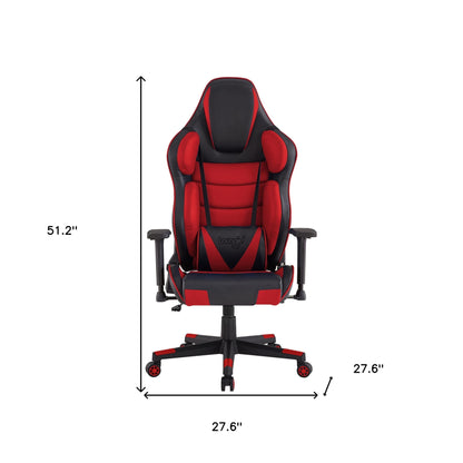 Black Red and Black Adjustable Swivel Metal Rolling Gaming Chair