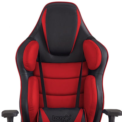 Black Red and Black Adjustable Swivel Metal Rolling Gaming Chair