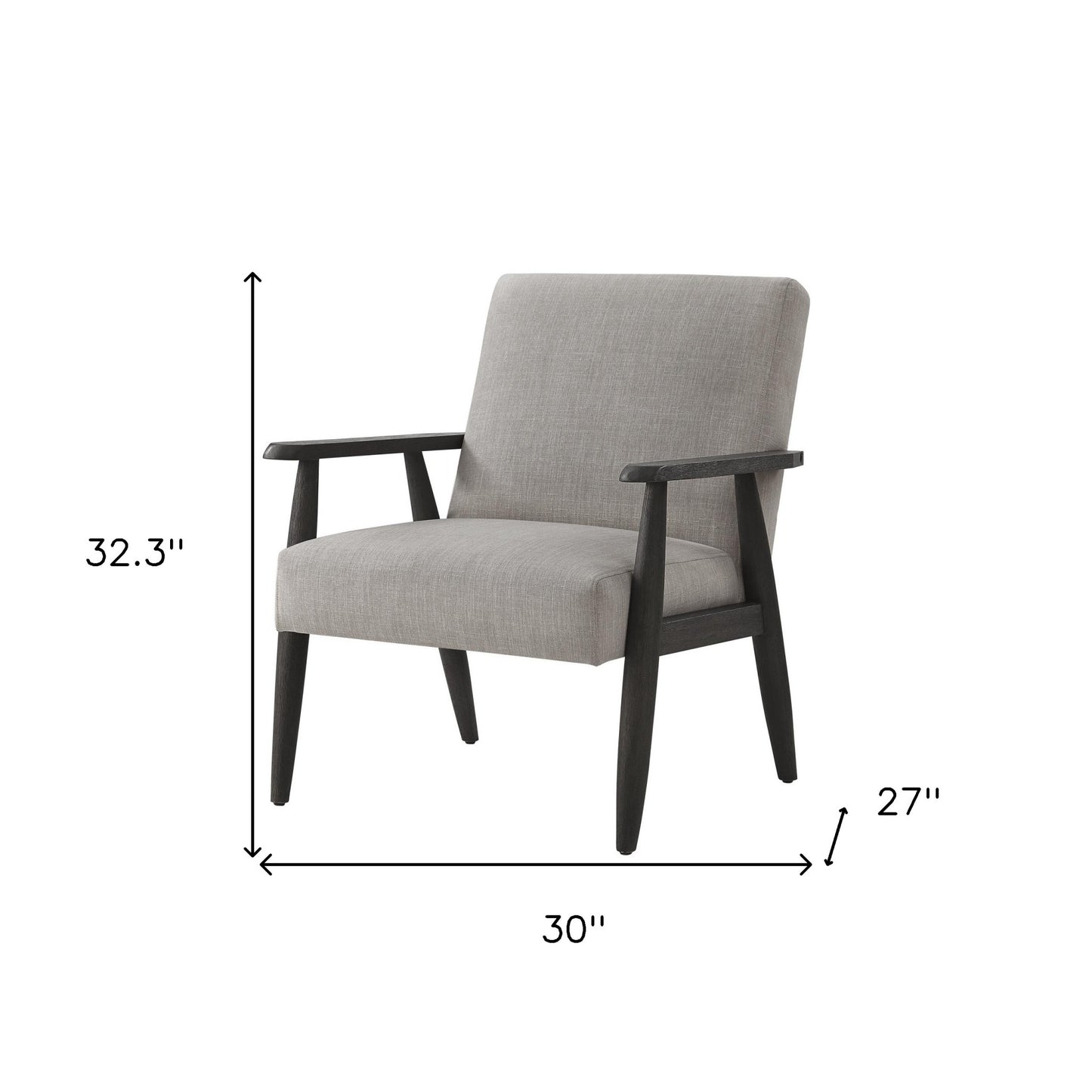 30" Gray And Black Linen Arm Chair