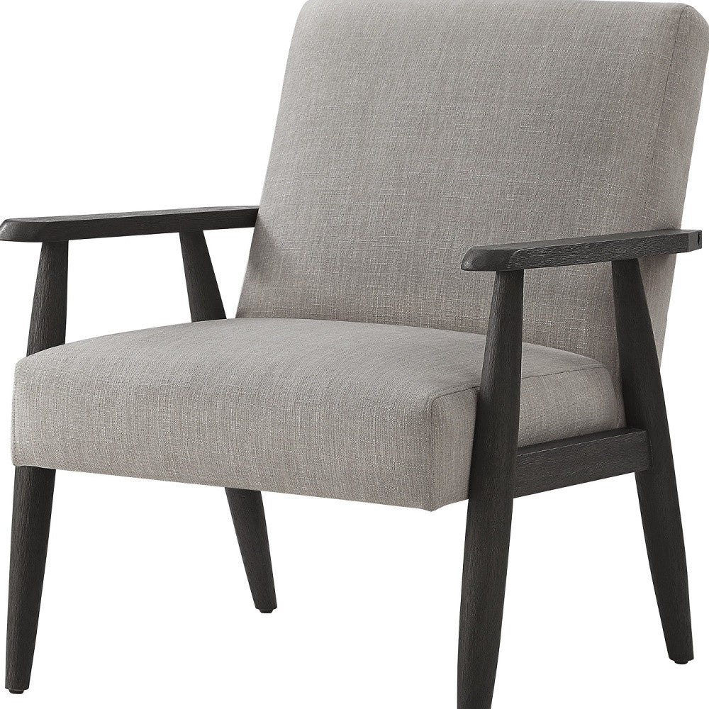 30" Gray And Black Linen Arm Chair