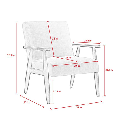 30" Charcoal And Off White Linen Arm Chair