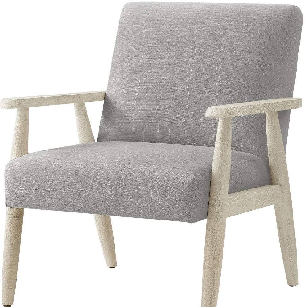 30" Gray And Black Linen Arm Chair