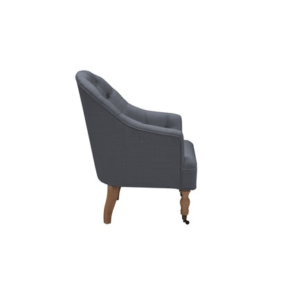 31" Dark Gray And Brown Linen Tufted Arm Chair