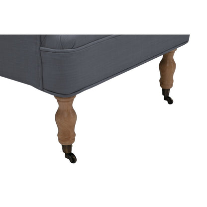 31" Dark Gray And Brown Linen Tufted Arm Chair