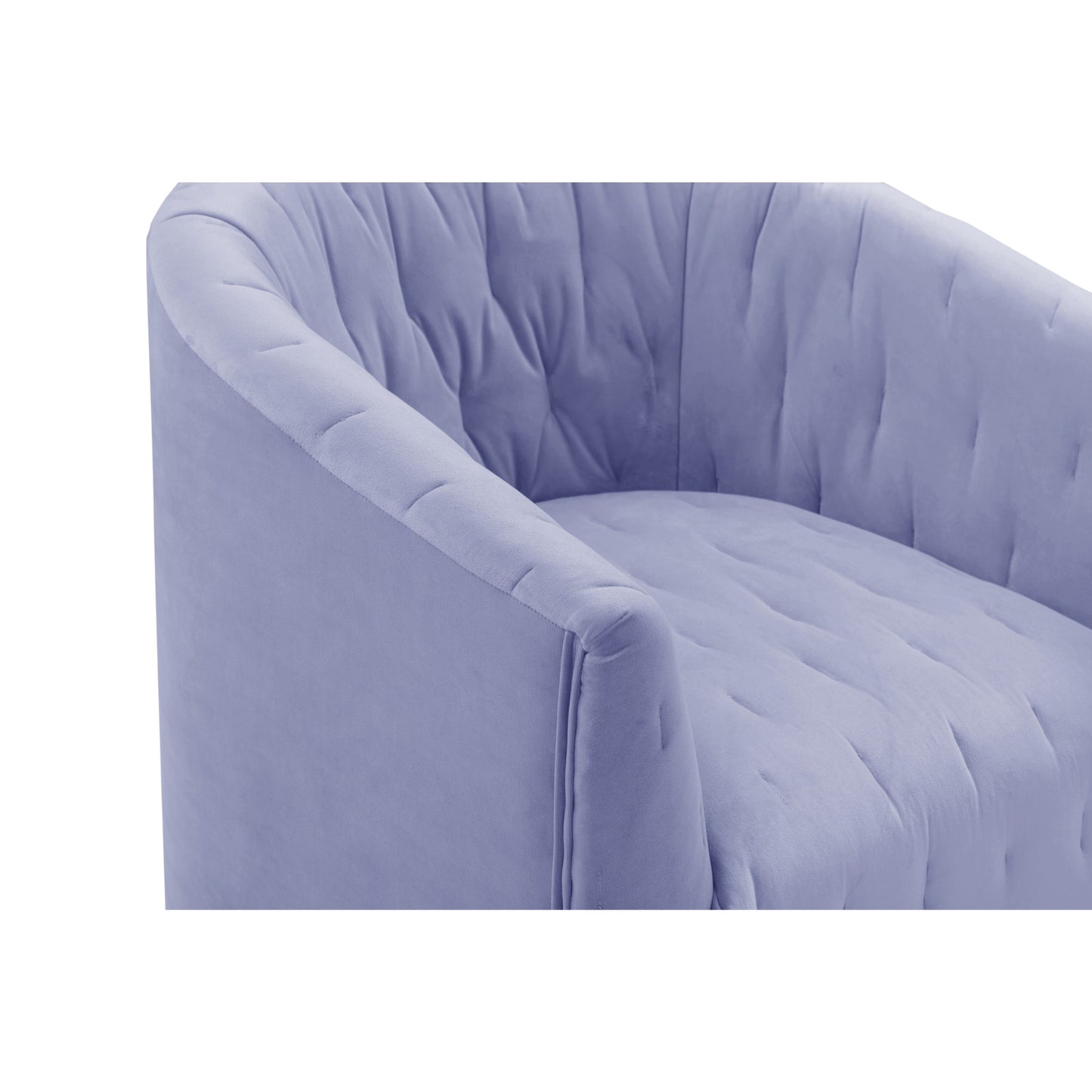 31" Lilac And Black Velvet Tufted Swivel Barrel Chair