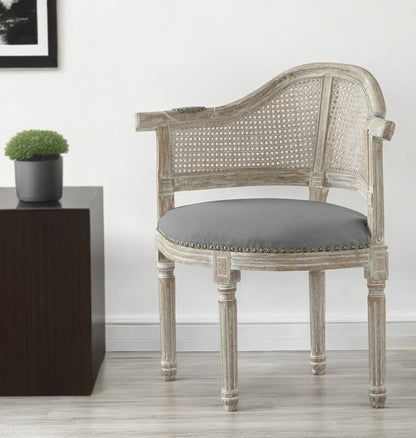 24" Beige Linen Arm Chair