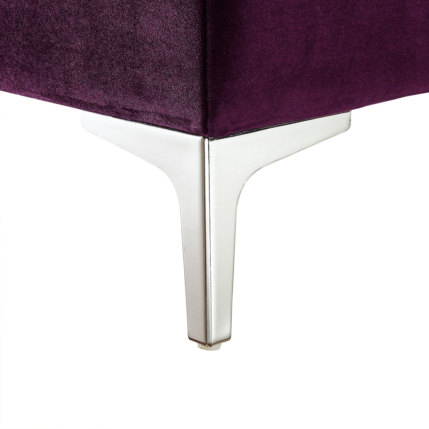 35" Purple And Silver Velvet Tufted Club Chair