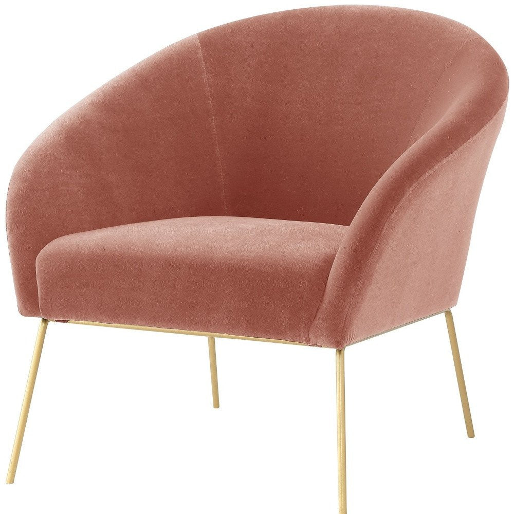 31" Blush And Gold Velvet Barrel Chair