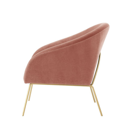 31" Blush And Gold Velvet Barrel Chair