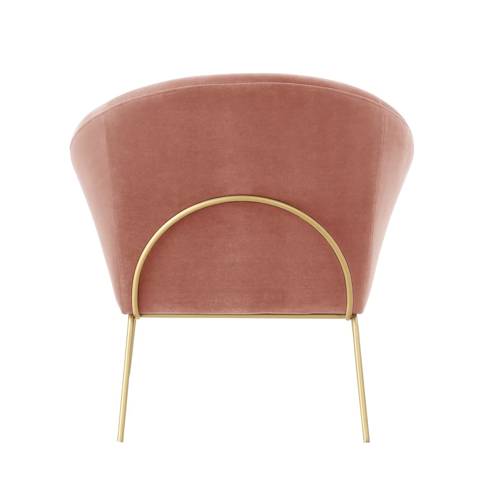 31" Blush And Gold Velvet Barrel Chair