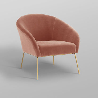 31" Blush And Gold Velvet Barrel Chair