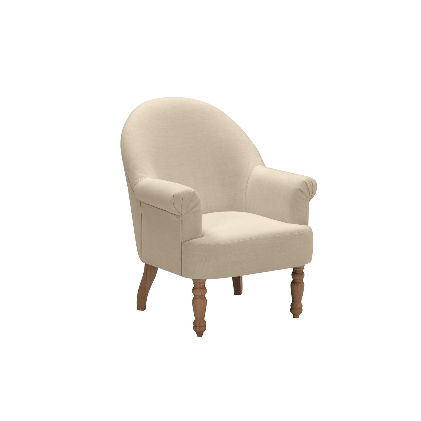 33" Pale Beige And Brown Linen Arm Chair