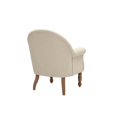 33" Pale Beige And Brown Linen Arm Chair