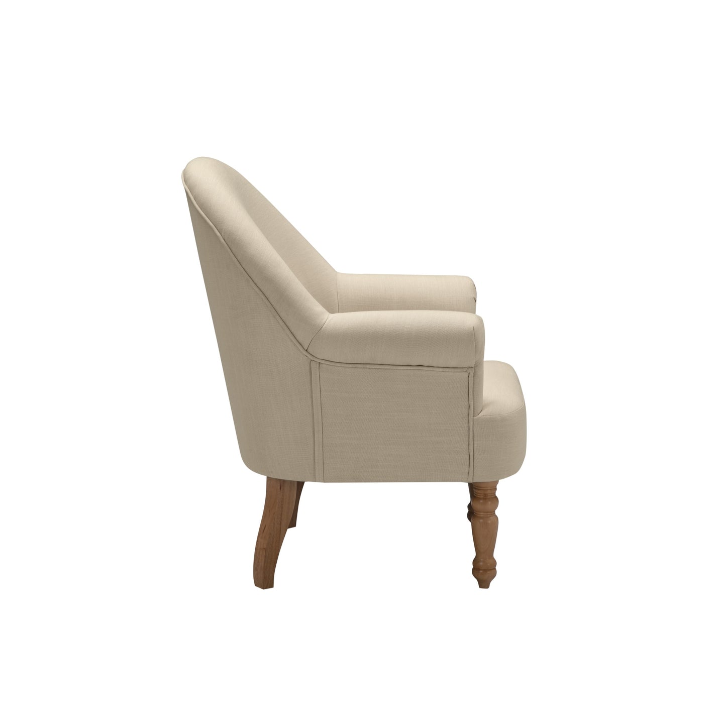 33" Pale Beige And Brown Linen Arm Chair