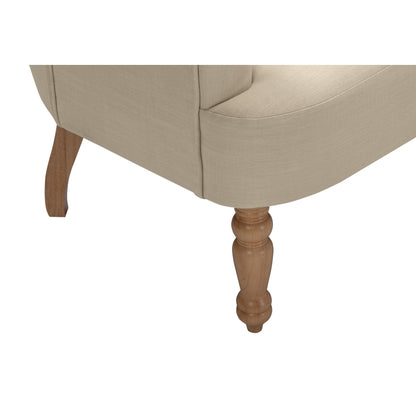 33" Pale Beige And Brown Linen Arm Chair