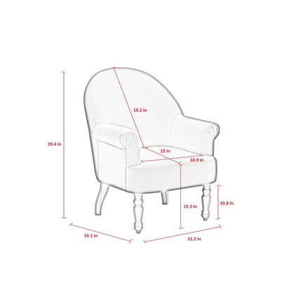 33" Pale Beige And Brown Linen Arm Chair