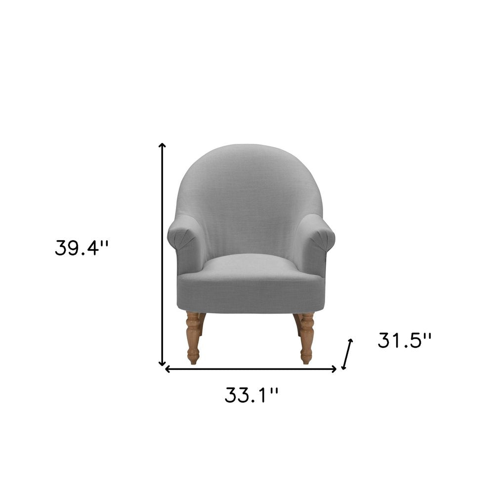 33" Pale Beige And Brown Linen Arm Chair