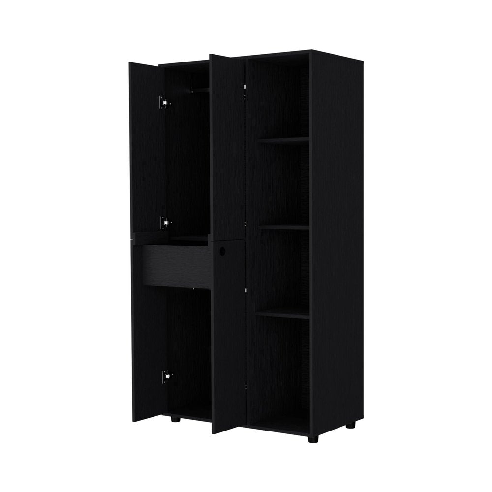 35" Black Wood Single Drawer Dresser