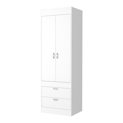 70" White Wood And Metal Two Door Two Drawer Combo Dresser