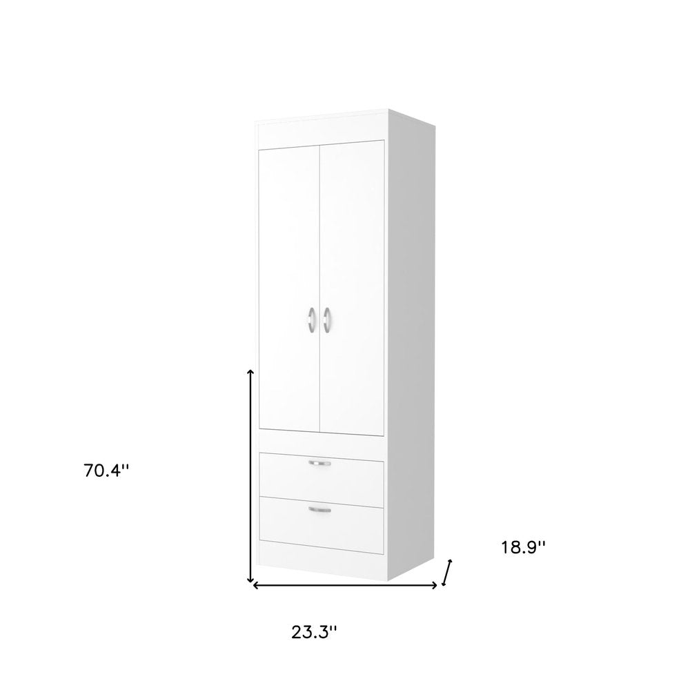 70" White Wood And Metal Two Door Two Drawer Combo Dresser
