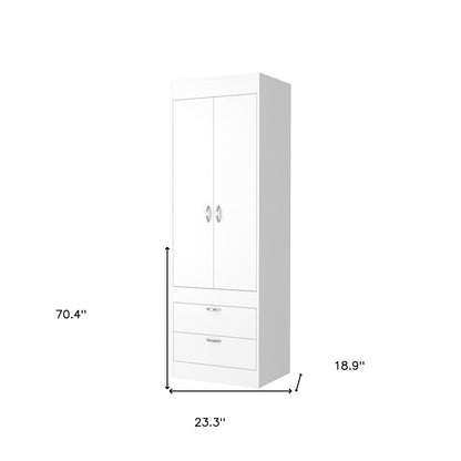 70" White Wood And Metal Two Door Two Drawer Combo Dresser