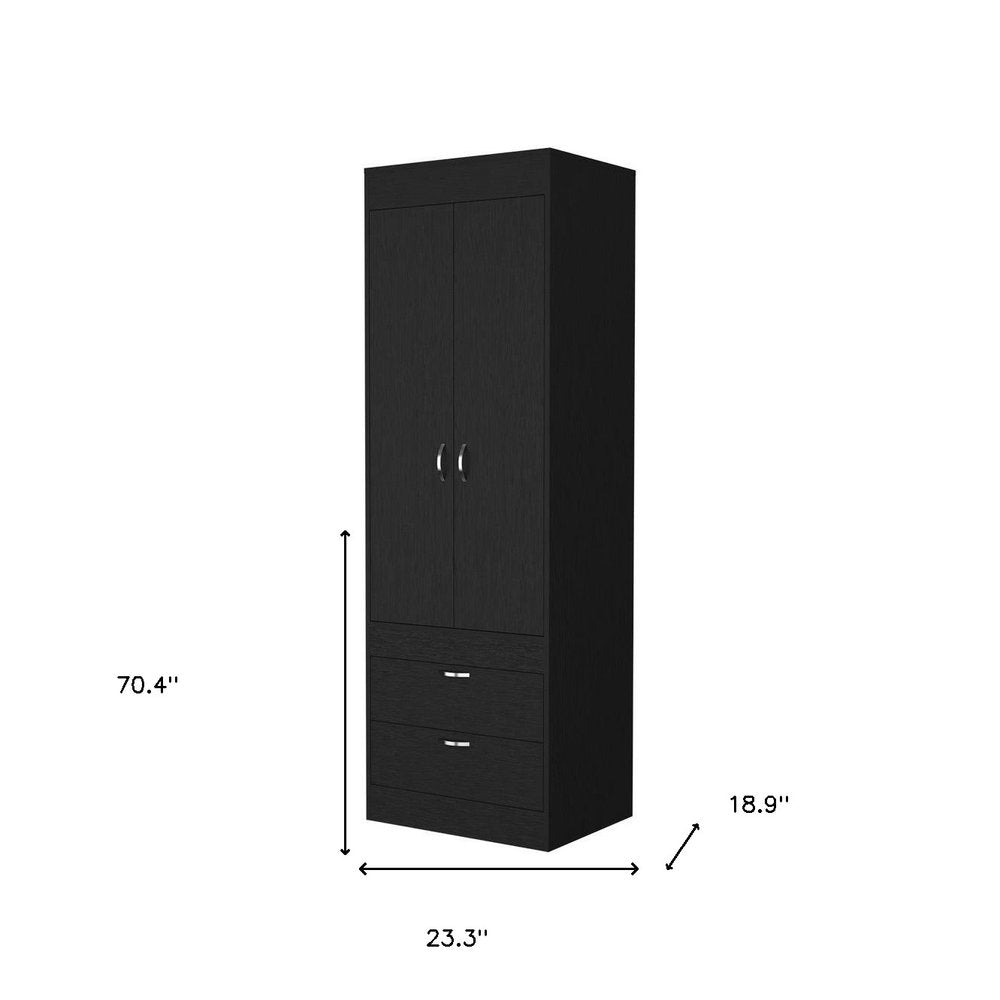 23" Black Two Drawer Dresser